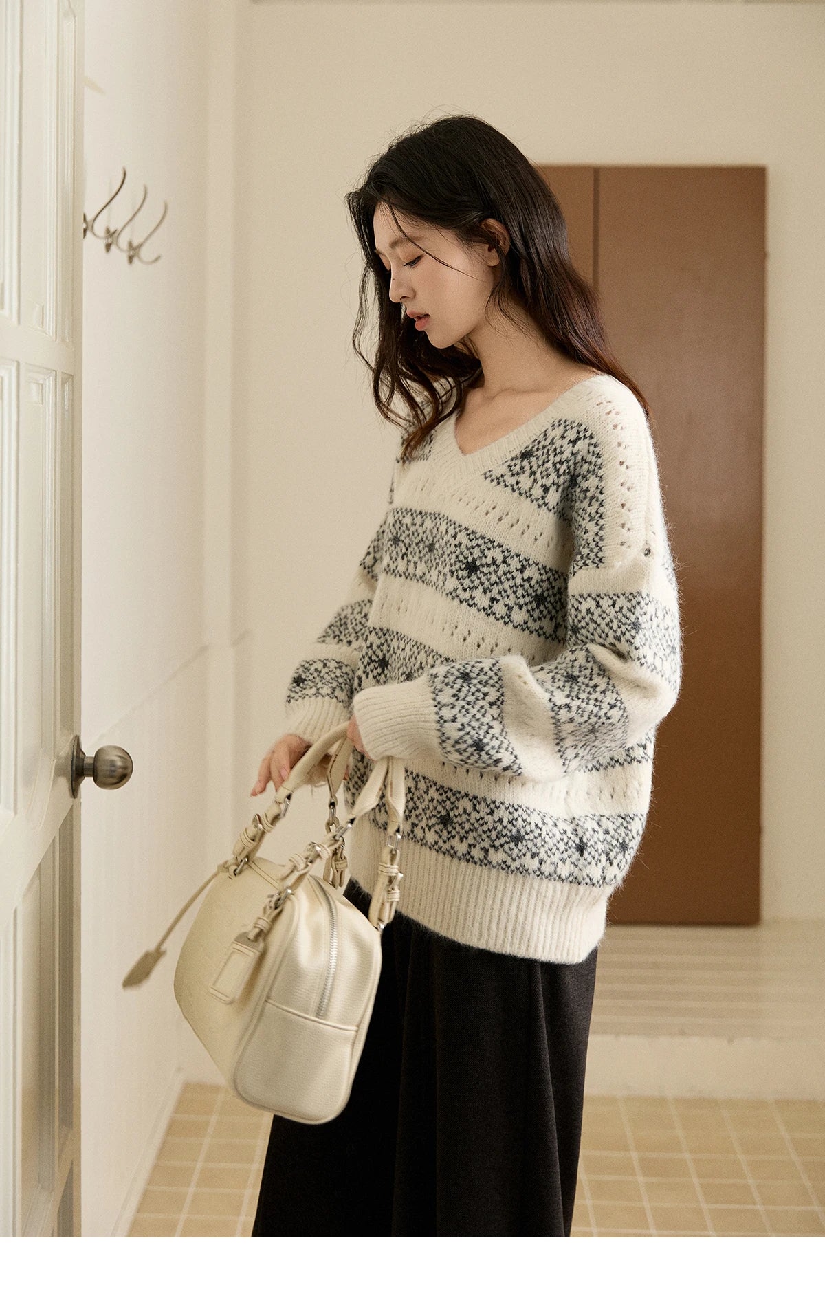 Mishow Fair Isle Removable Hood Sweater MXE94Z2979