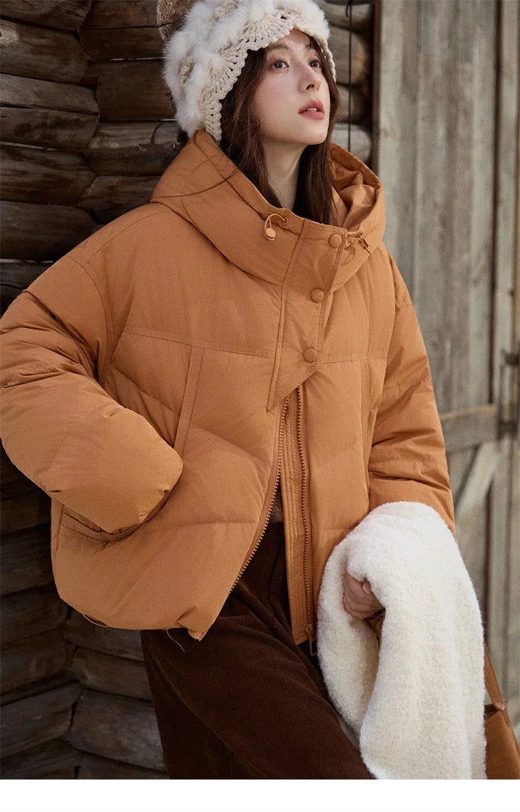Mishow Hooded 90% White Duck Down Short Coat MXE51Y0080