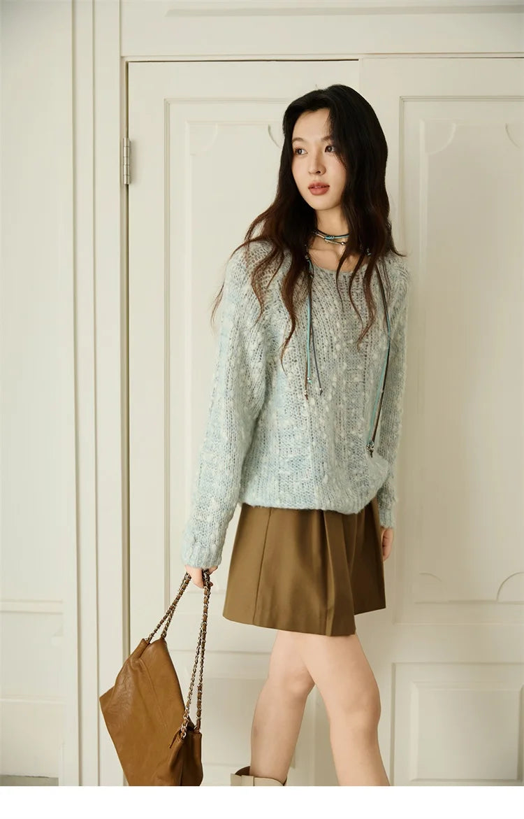 Mishow Scoop Neck Hollow Raglan Sleeve Sweater MXE46Z2565