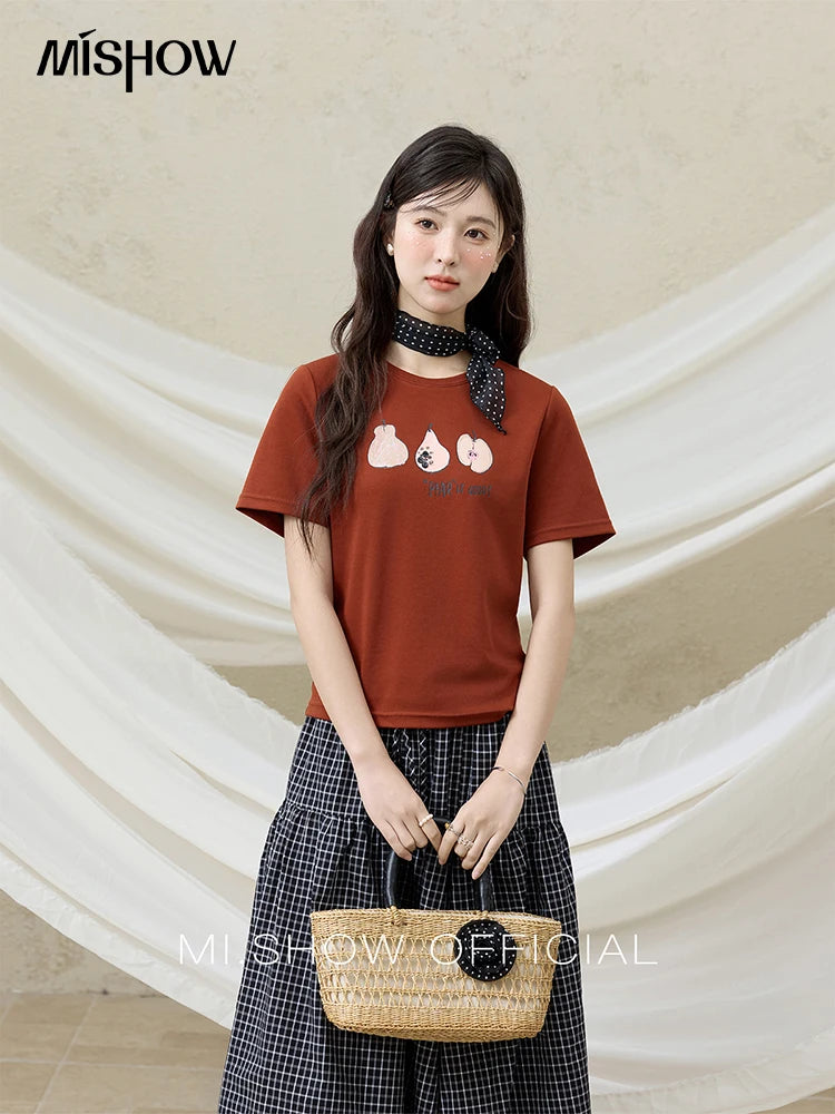 Mishow Cartoon Print Slim Office Tee MXE33T0500