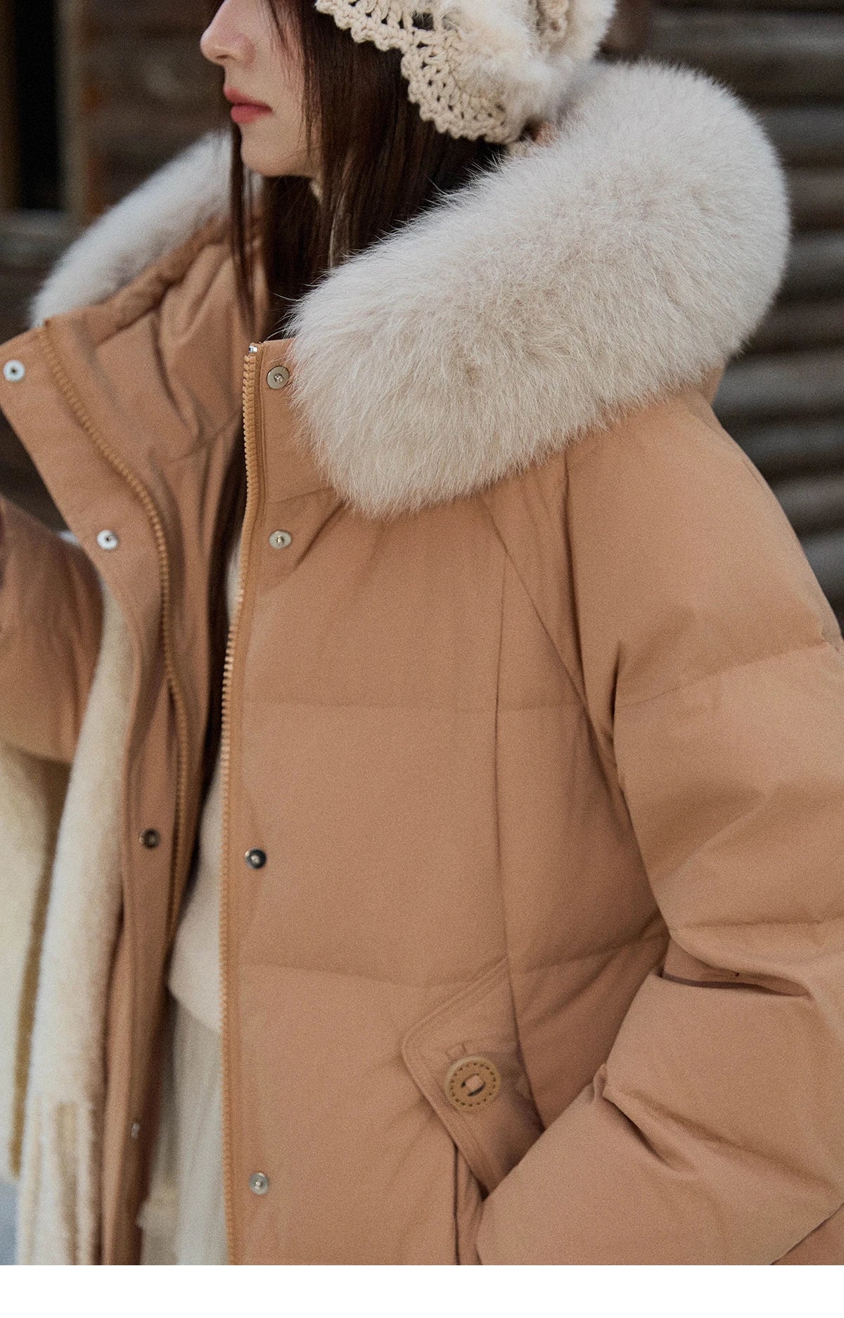 Mishow Hooded 90% White Duck Down Long Coat MXE51Y0079