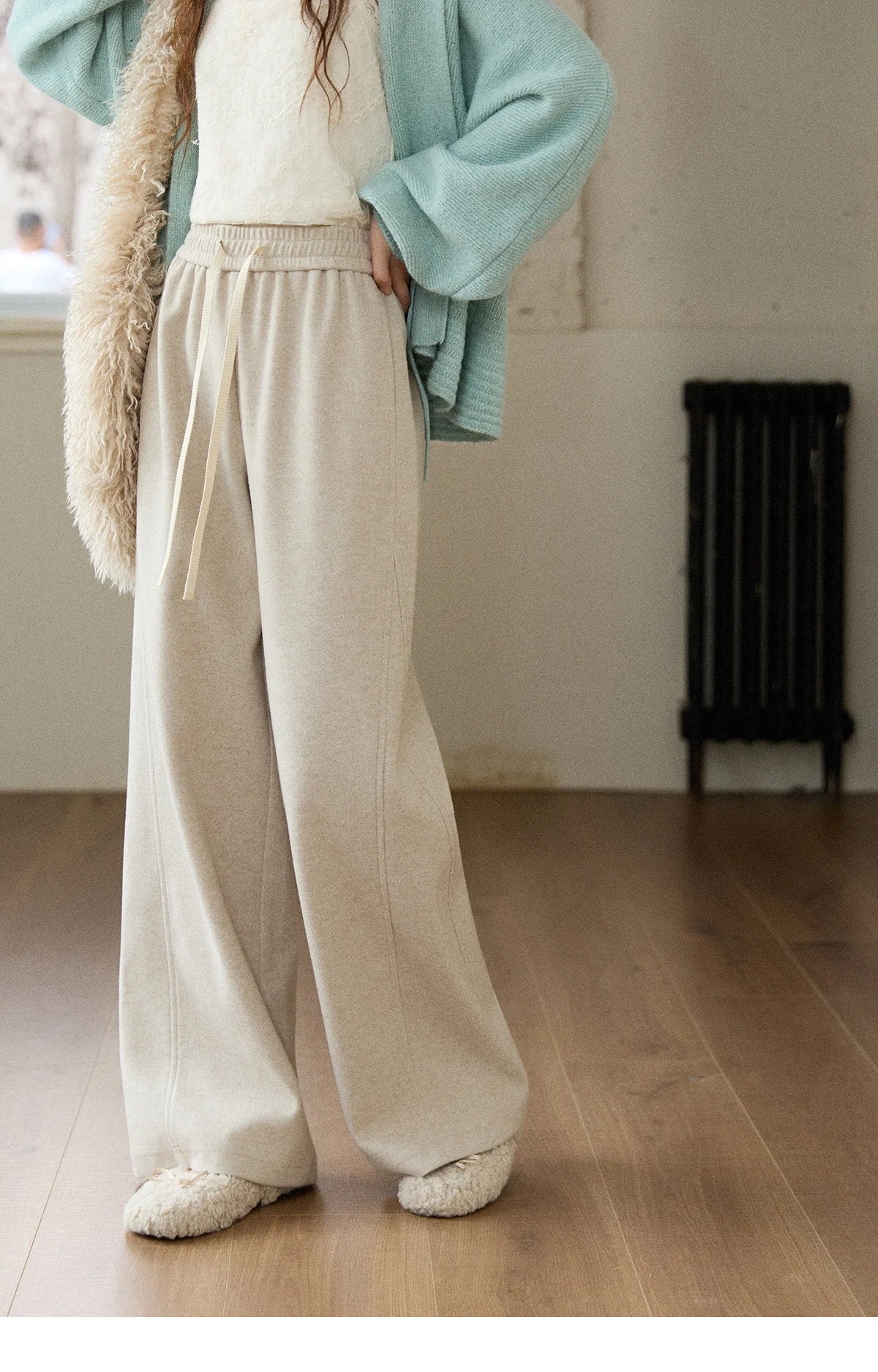 MISHOW Wide-Leg Pants High Waist Straight Lace-Up Loose MXE89K1100
