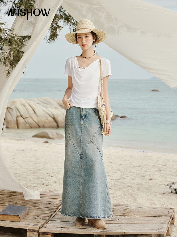 Mishow Swing Collar Shell Ribbon Tee MXE33T0524