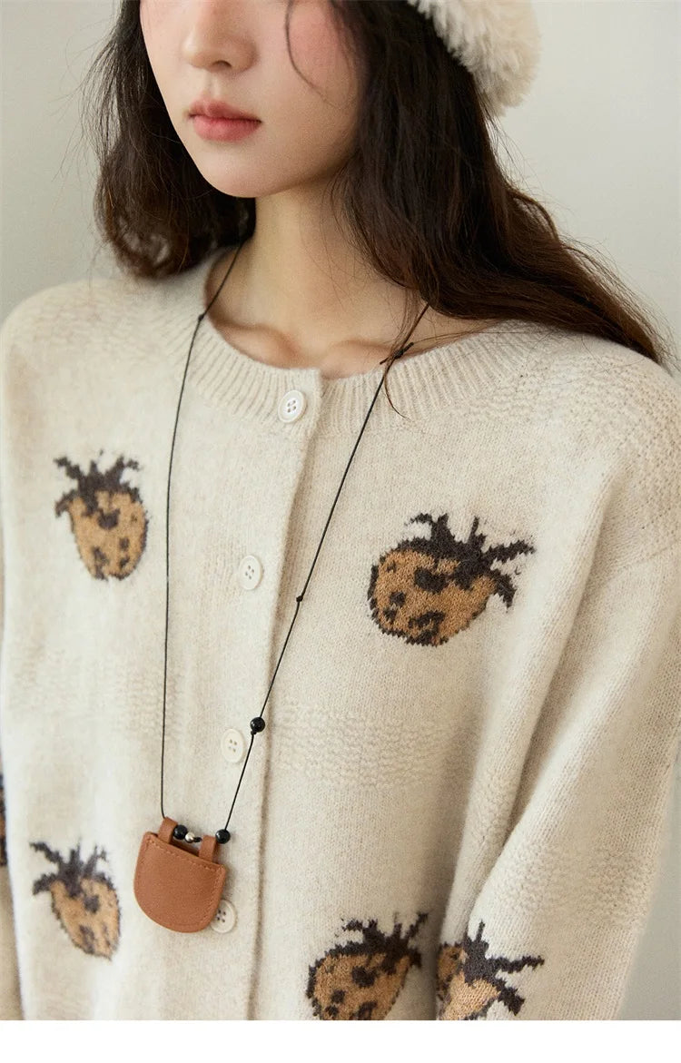 Mishow Funny Pineapple Jacquard Round Neck Cardigan MXE87Z2752