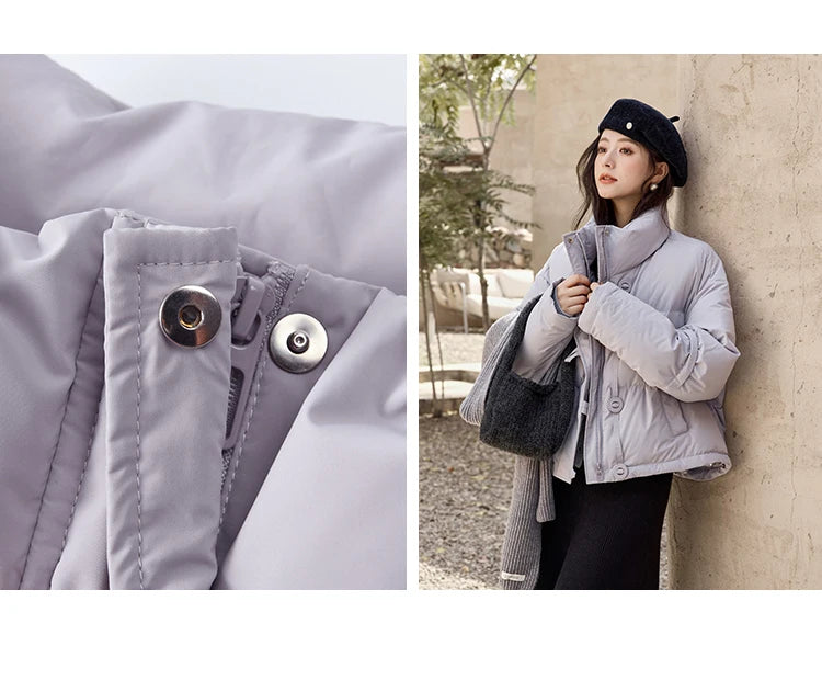 Mishow Minimalist Zipper Short Down Jacket MXD42Y0047