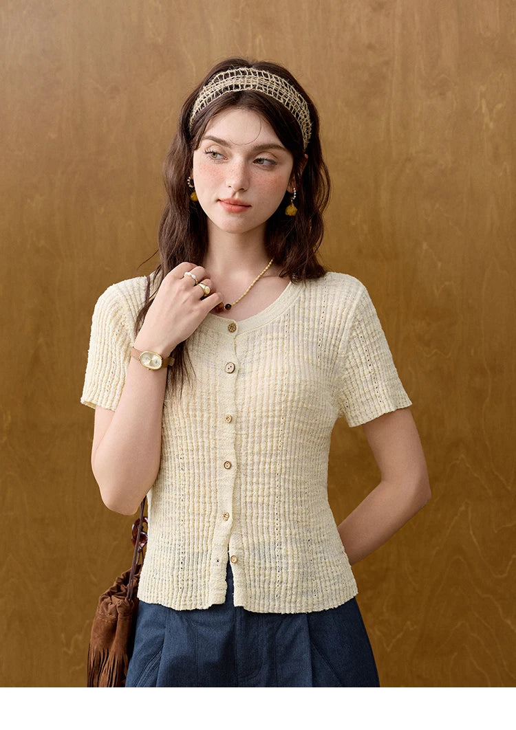 Mishow Solid Knit Round Neck Office Tee MXE31Z1229