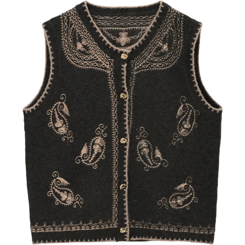 Mishow Patterned Embroidered Crew Neck Vest MXE86Z2745