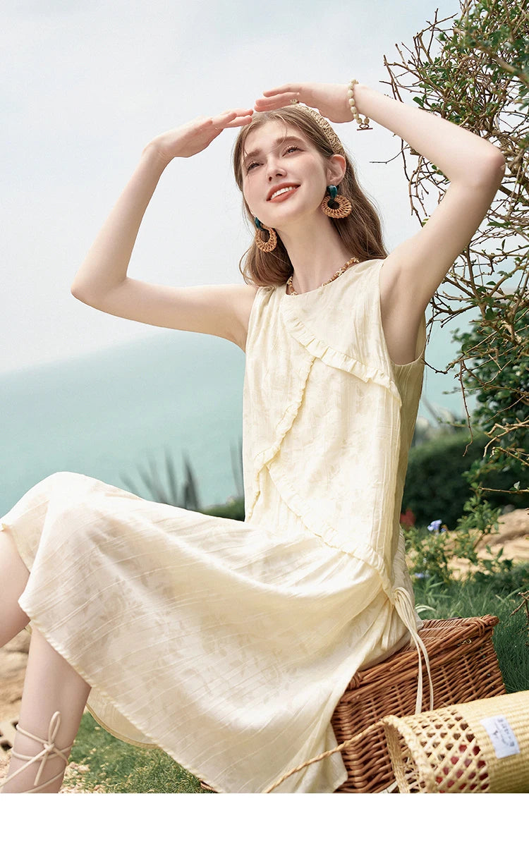 Mishow French Auricularia Edge Lace-Up Vest Dress MXD26L1821