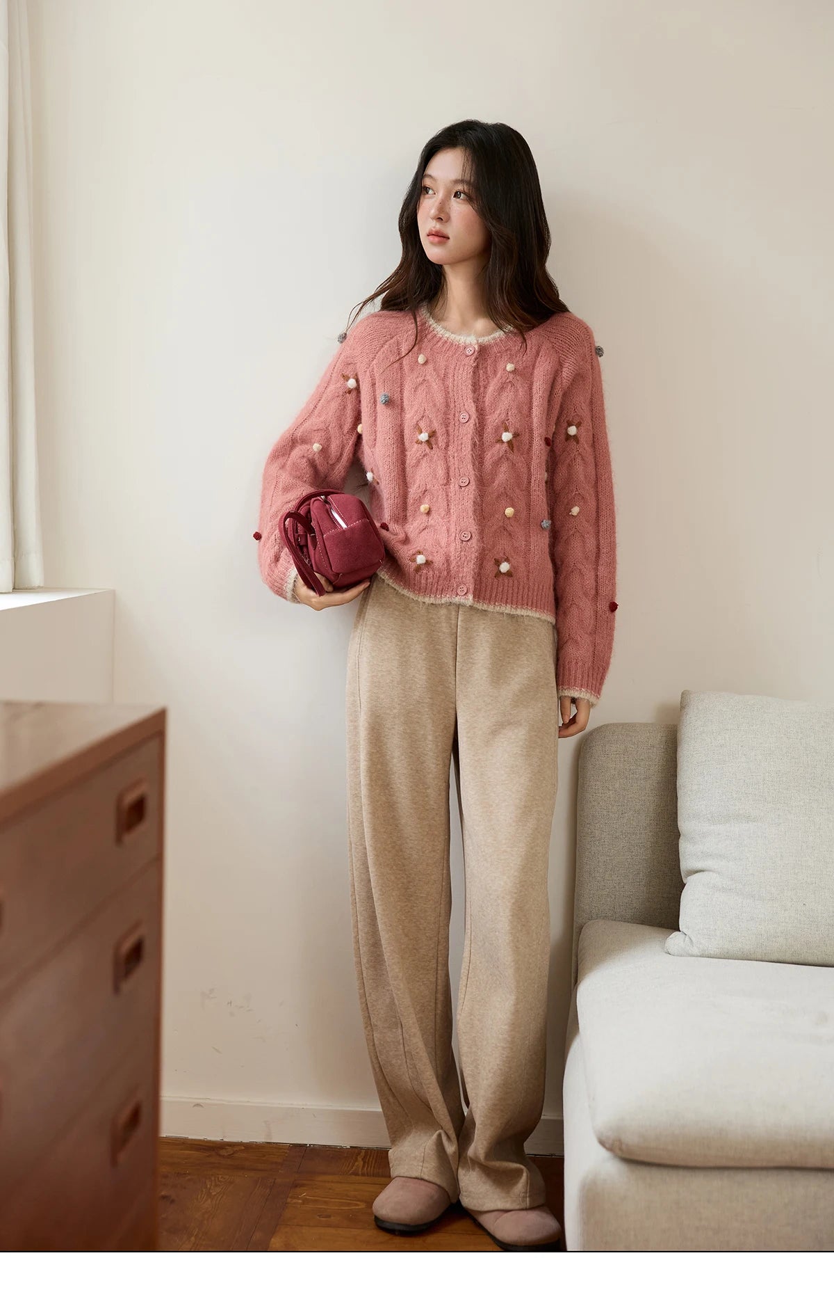 Mishow Hand-Crocheted Wool Blend Cardigan MXE48Z2575