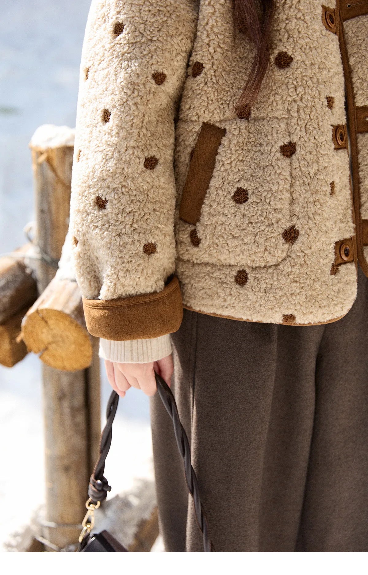Mishow Brown Reversible Shearling Coat MXE93W1012
