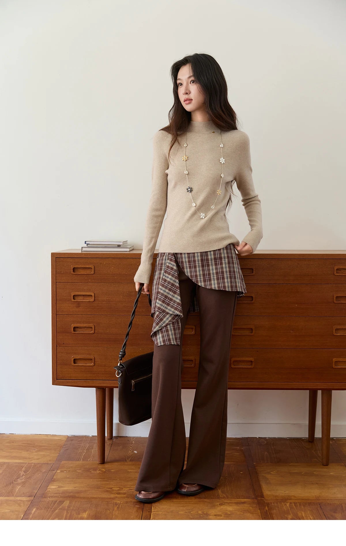 Mishow Minimalist Mock Neck Slim Pullover MXE48Z2583